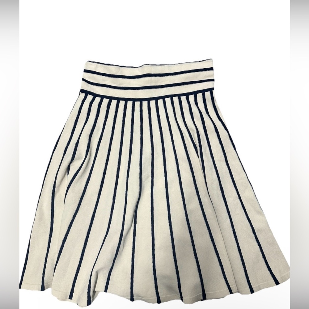 Ralph Lauren Women’s Cream and Navy Striped Knit Skirt